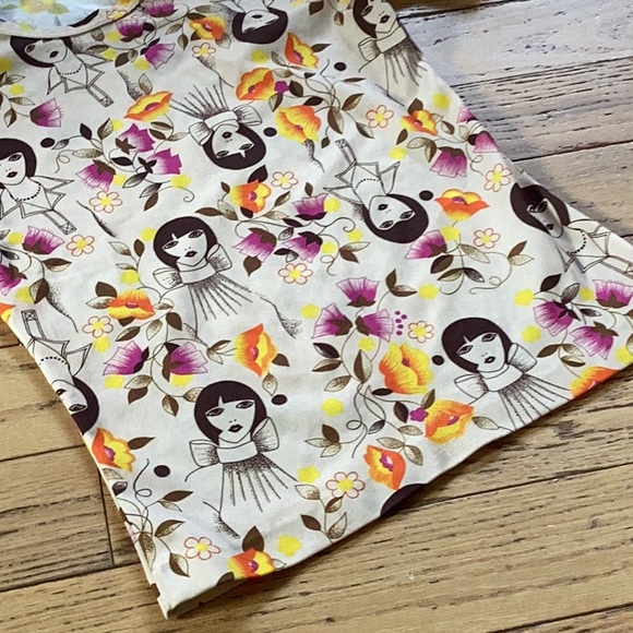 Unique 60s vintage short sleeve printed top - Picture 3 of 4